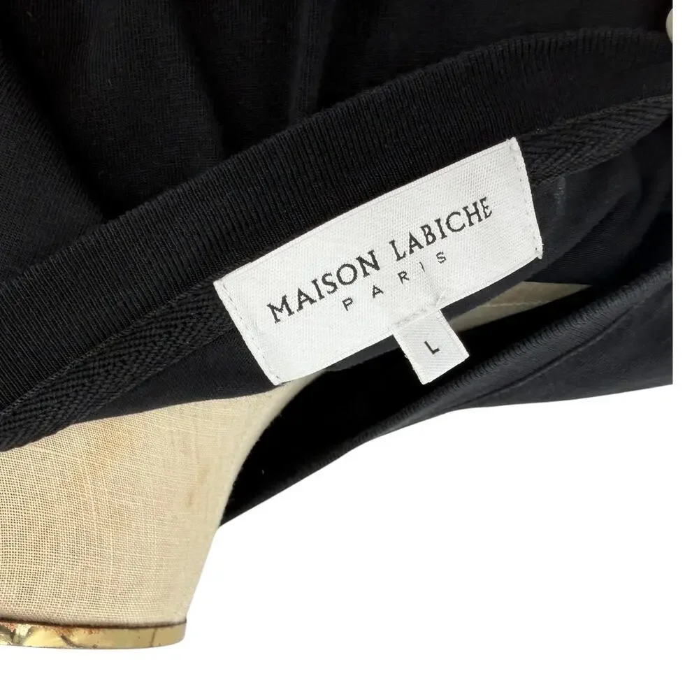 Maison Labiche Thuglife Embroidered Cotton Crewneck Tee Black Size‎ Large